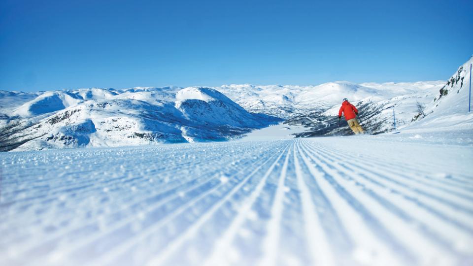 Groomed slope in Hovden